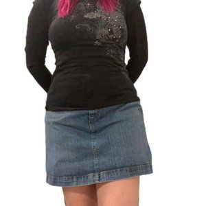 st johns bay size 14 stretch baby blue denim skirt true y2k